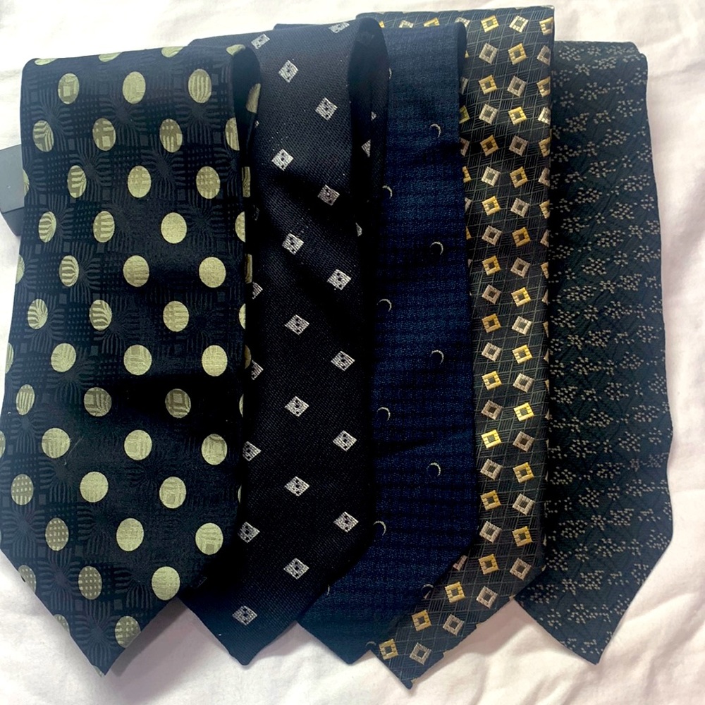 5 Assorted Men’s Ties - 4 Black & 1 Dark Navy
